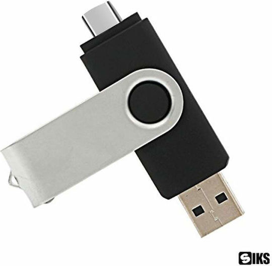 Siks Memory Stick 32 Gb 2 În 1 Usb 2.0 Type-c 360° Rotativ Impermeabil Compatibil Smartphone-uri Calculatoare Tablete Alte Dispozitive Port Usb Type-c Compatibilitate Otg Viteză Mare Gri Negru