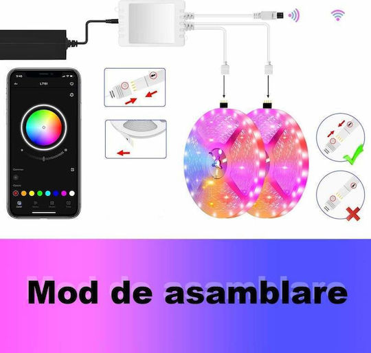 Rezistent la apă Inteligent Bandă LED Pentru televizor Albastru Lumină 2x5m Tip SMD2835 cu Sursă de alimentare & Telecomandă