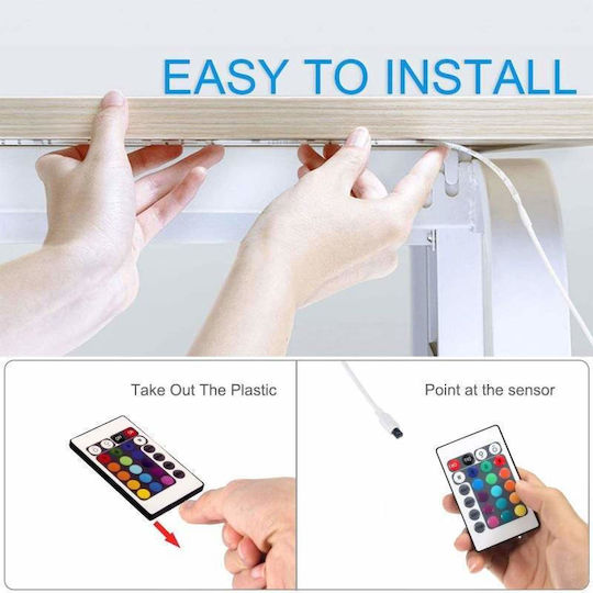 Rezistent la apă Bandă LED 12V RGB Lumină 5m Tip SMD5050 cu Sursă de alimentare & Telecomandă