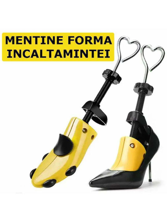 Set 2 Întinzătoare Reglabile pentru Pantofi Lărgire Lungire Dispozitiv în Formă de Picior care se Adaptează la Forma Piciorului Unisex Material ABS Mărime 34-40 Galben Negru