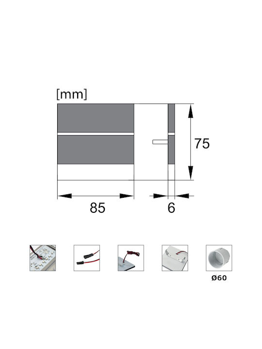 Bemko Plastic Recessed Spot with Integrated LED and Warm White Light Gray 1pcs