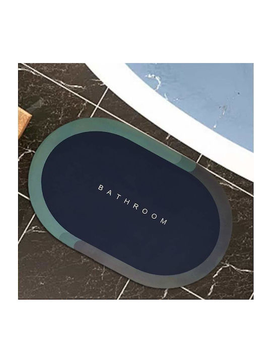 Non-Slip Bath Mat Oval Navy Blue 90x60cm