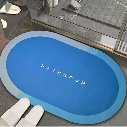 Antiderapant Covoraș de Baie Oval Albastru 90x60buc