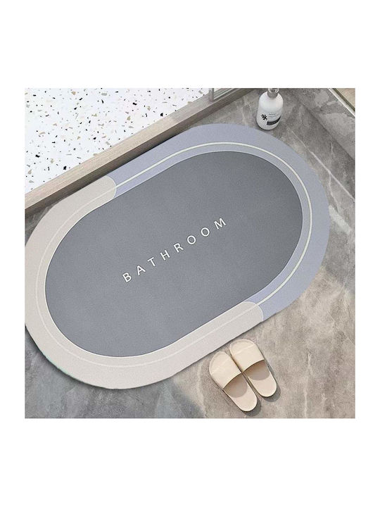 Rutschfest Set Badematten Oval Light Blue/grey