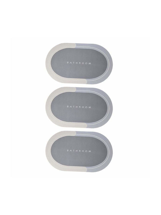 Rutschfest Set Badematten Oval Light Blue/grey 3Stück