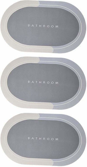 Αντιολισθητικό Σετ Πατάκια Μπάνιου Οβάλ Light Blue/grey 3τμχ