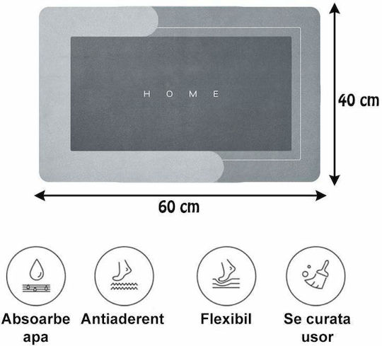 Αντιολισθητικό Πατάκι Μπάνιου Gray 60x40εκ.
