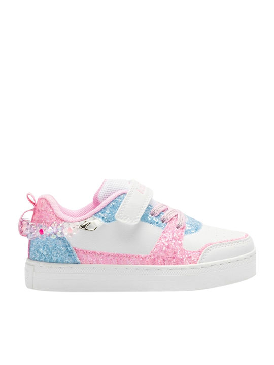 Gioiello Kids Sneakers with Scratch White-Pink-Blue