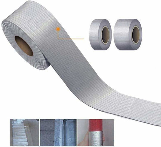 Bandă de etanșare impermeabilă din cauciuc bituminos Siks pentru acoperișuri, fisuri metalice, coșuri de fum, rezistență la apă, acoperire din aluminiu, aderență îmbunătățită, lățime 5cm x lungime 5m, argintiu