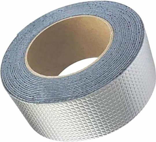 Bandă de etanșare impermeabilă din cauciuc bituminos Siks pentru acoperișuri, fisuri metalice, coșuri de fum, rezistență la apă, acoperire din aluminiu, aderență îmbunătățită, lățime 5cm x lungime 5m, argintiu