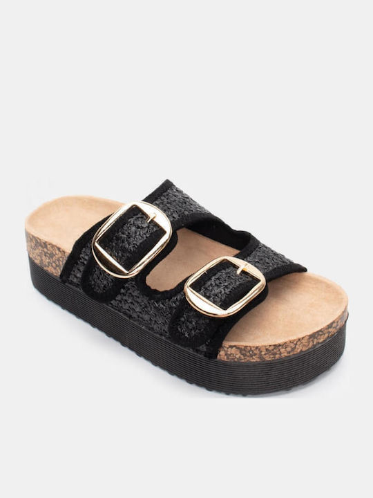 Flache Sandalen für Damen Flatforms in Schwarz Farbe