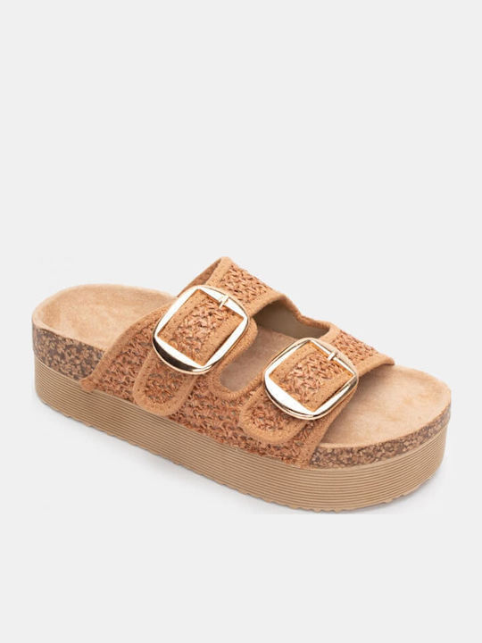 Sandale Casual Damă Flatforme Maro