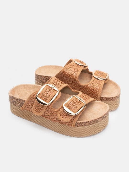 Sandale Casual Damă Flatforme Maro