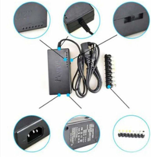 Universal Siks Laptop Charger 9 Connectors Socket Black