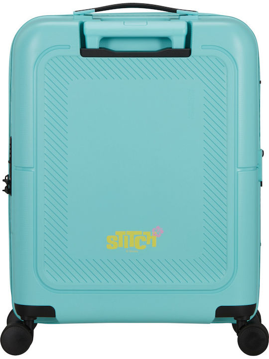 American Tourister Stitch Flowers Kids Cabin Hard Suitcase Blue with 4 Wheels Height 55cm