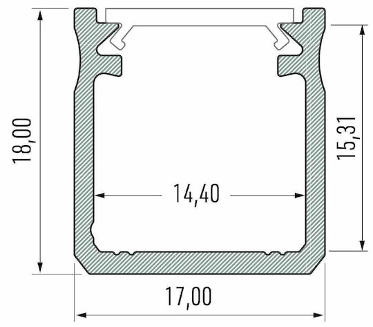 Schwarzes Aluminiumprofil Typ Y 1m + Milchige Linse