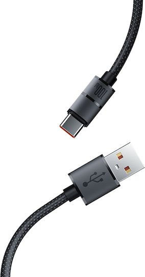 Recci Braided USB 2.0 Cable USB-C male - USB-A 100W PD Μαύρο 1.2m RS08C