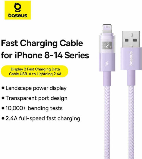 Baseus Geflochten USB-A zu Lightning Kabel 12W Lila 1m (P10382700511-00)