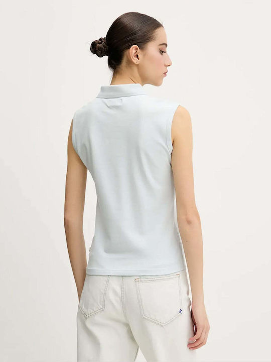 Women's Sleeveless Polo Light Blue Blouse