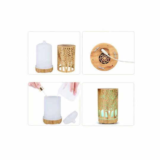 Siks Aromatherapy Humidifier 7 Color Led Light Tree Model Light Wood Color