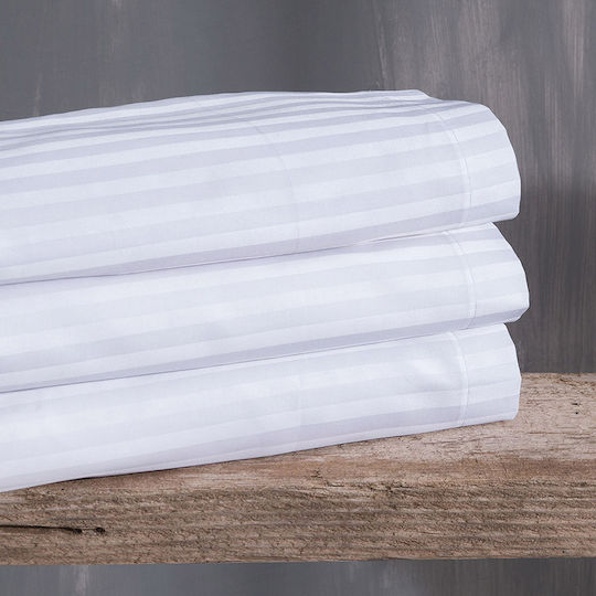 Rythmos Satin Stripes Σεντόνι Μονό 170x270εκ. Λευκό