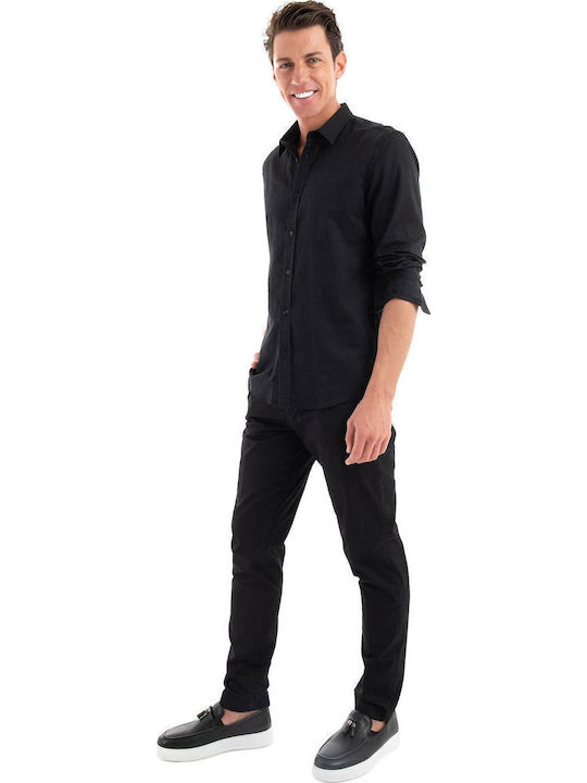 Long-sleeved Linen Shirt Black