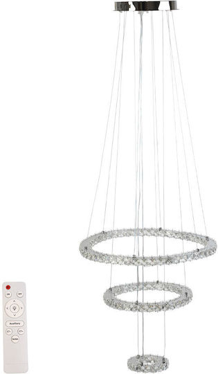 Lightex Κρεμαστό Φωτιστικό Καφέ LED με Ρυθμιζόμενο Λευκό Φως με Κρύσταλλα 400εκ.
