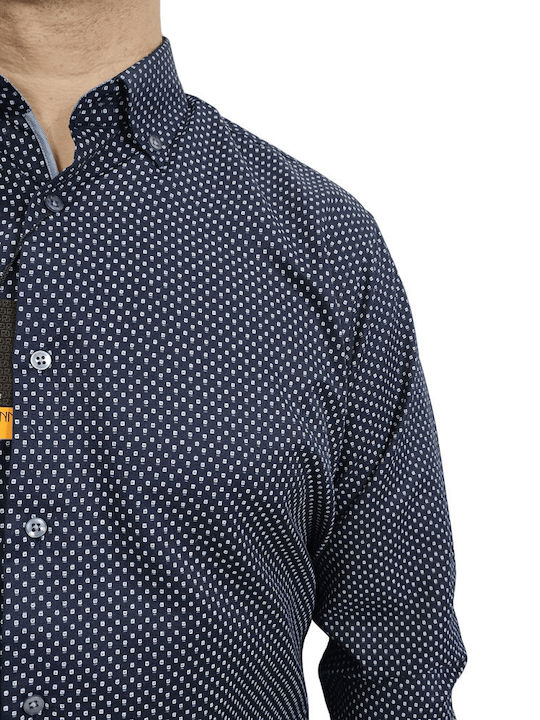 Langärmlig Hemd Polka Dot Navy