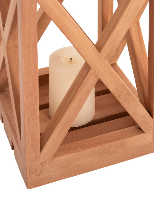 HomeMarkt Χριστουγεννιάτικο Ξύλινο Φαναράκι Μπεζ 30x20εκ.