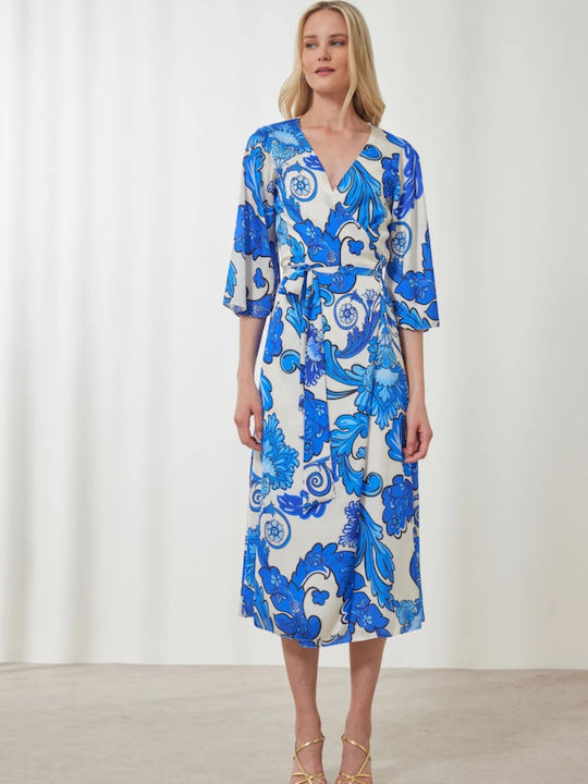Melaina Summer Midi Dress for Wedding Christening Satin Blue