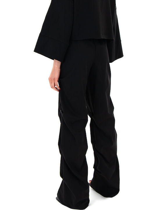 Zoya Femeiesc Talie înaltă Tesatura Pantaloni cu Elastic Regular Fit Black