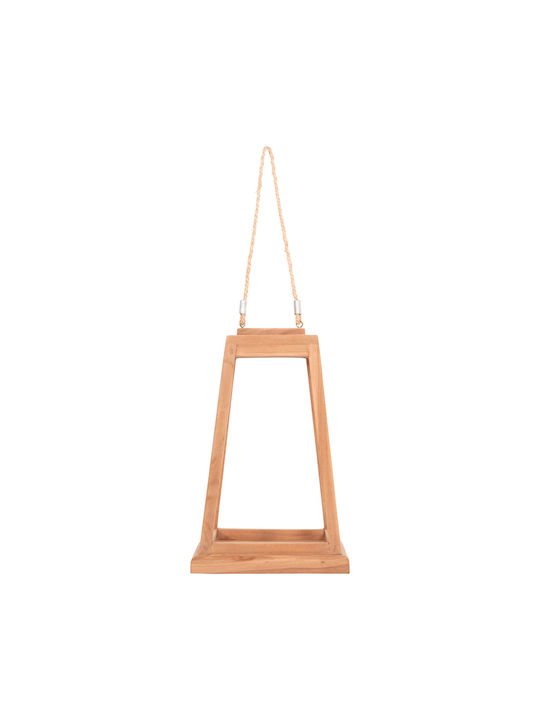 HomeMarkt Φαναράκι Ξύλινο Επιτραπέζιο Μπεζ 25x25x39εκ.