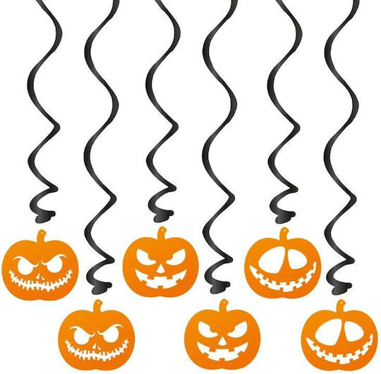 Κρεμαστές Foil Διακοσμητικές Κολοκύθες Jack O' Lantern – 6 Τεμάχια