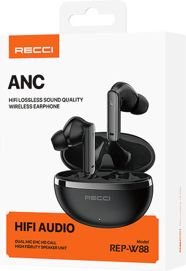 Recci REP-W88 In-ear Bluetooth Handsfree Earphones with Charging Case Black