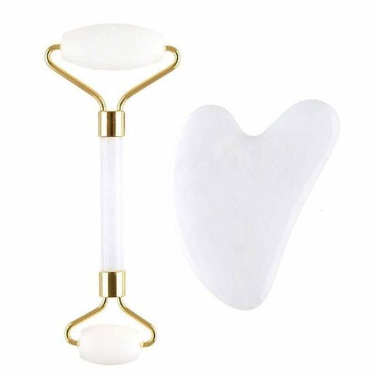 Roller Facial și Instrument Gua Sha din Jad 2 Bucăți