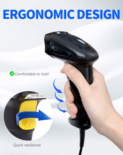 Gtcodestar Scanner Χειρός Ενσύρματο με Δυνατότητα Ανάγνωσης 2D και QR Barcodes