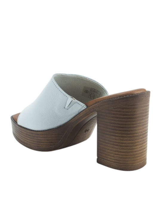 Mules with Heel in White Color
