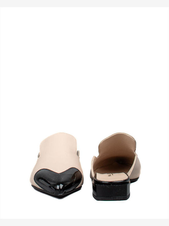 Flat Mules in Beige Color