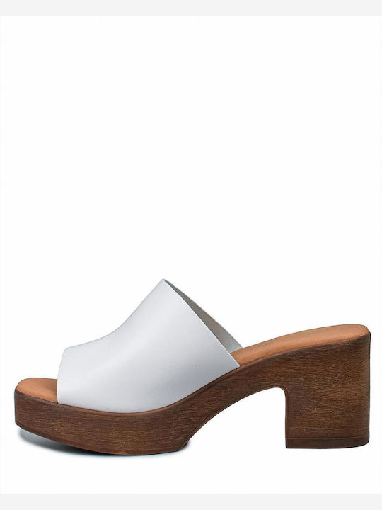 Mules with Heel in White Color