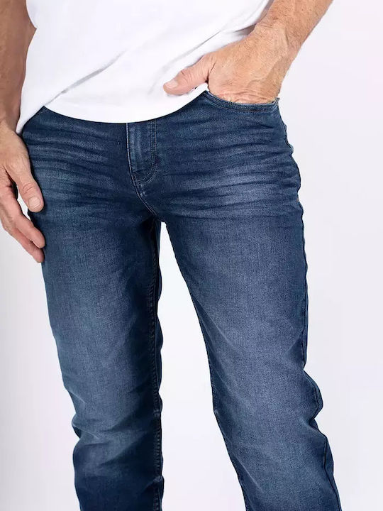 Men's Elastic Jeans Pants with Regular Fit Blue