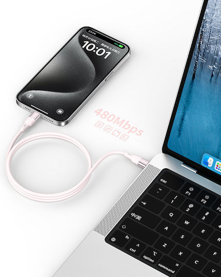Recci USB 2.0 Cable USB-C male - USB-C 100W PD Λευκό 1.5m RS22CC