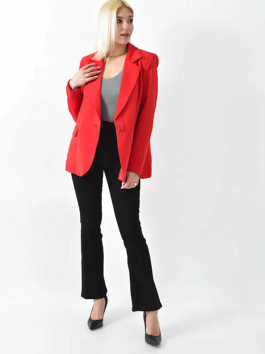 Potre Lung Blazer pentru femei Sacou RED