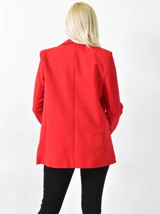 Potre Lung Blazer pentru femei Sacou RED