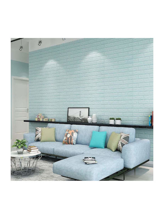 Tapet 3D autoadeziv model cărămidă Siks relief albastru design modern rezistent la apă ușor de curățat dimensiuni 77x7