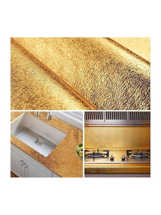 Siks folie de aluminiu autoadezivă pentru protecția bucătăriei, rezistentă la apă, auriu 61 x 300 cm
