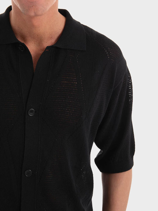 Long-sleeved Cotton Shirt Black