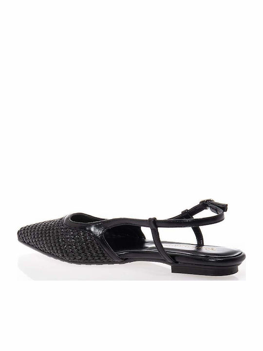 Toutounis Leather Slingback Ballerinas Black