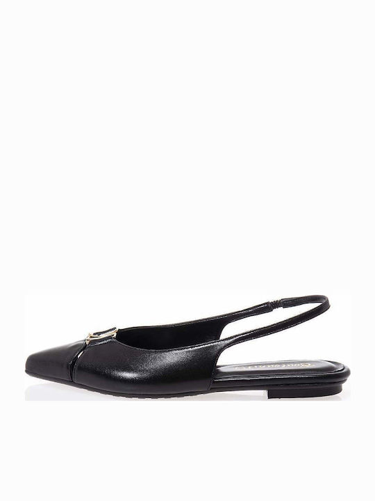Lederne Damen Ballerinas Slingback in Schwarz Farbe