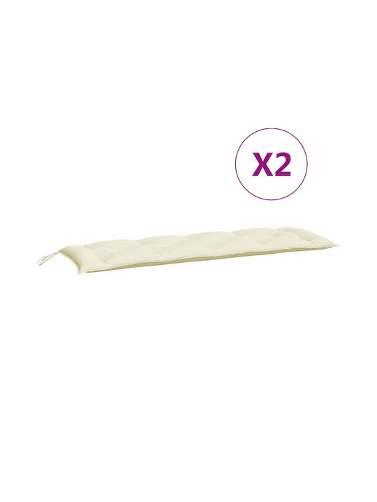 vidaXL Waterproof Bench Cushion for Garden Bench with Backrest Cream White 2 Pieces 50x150cm