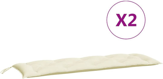vidaXL Waterproof Bench Cushion for Garden Bench with Backrest Cream White 2 Pieces 50x150cm